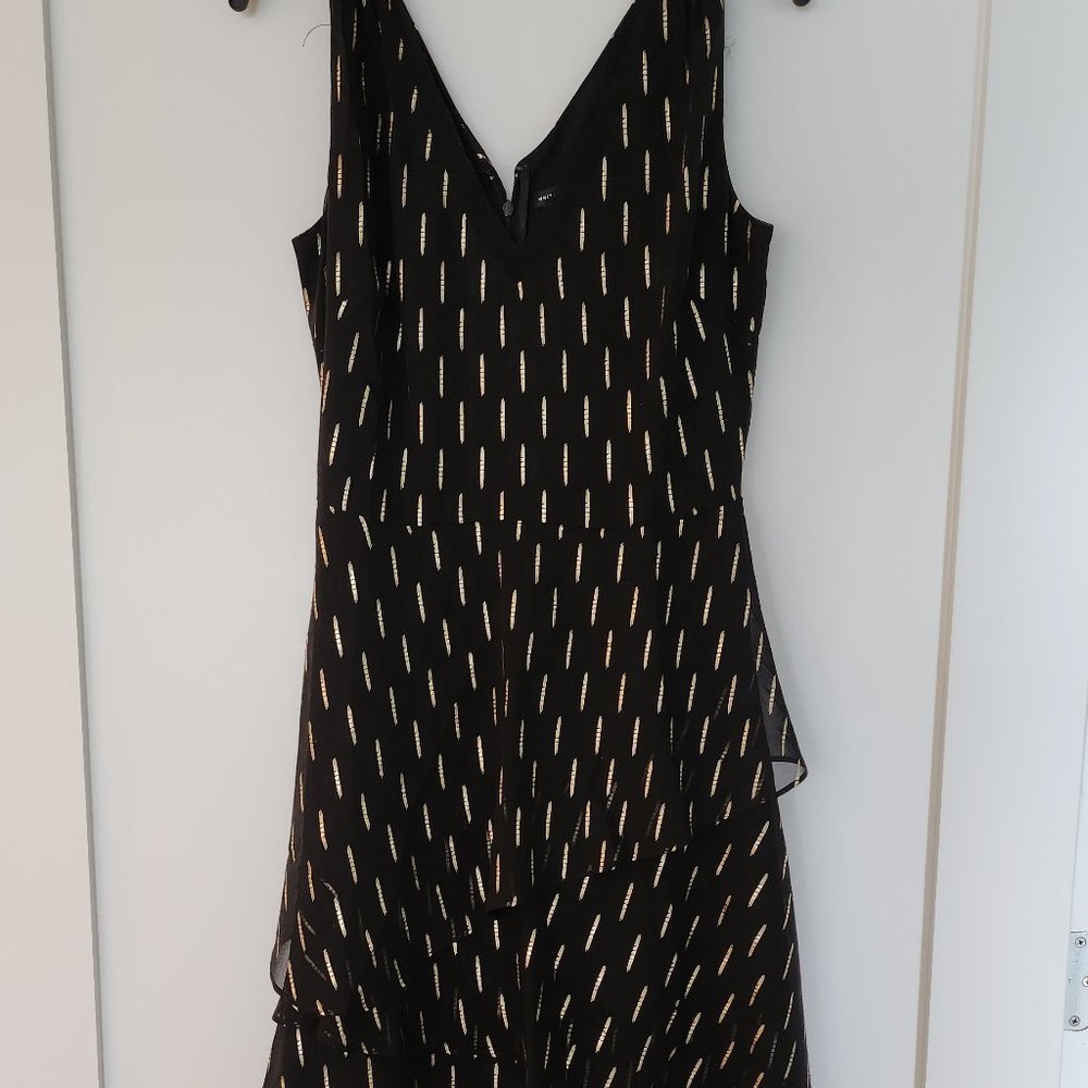 NWT Metallic Stripe Tiered Dress WHBM